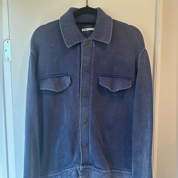 Combination Knit Denim Cardigan - Picture 2 of 6